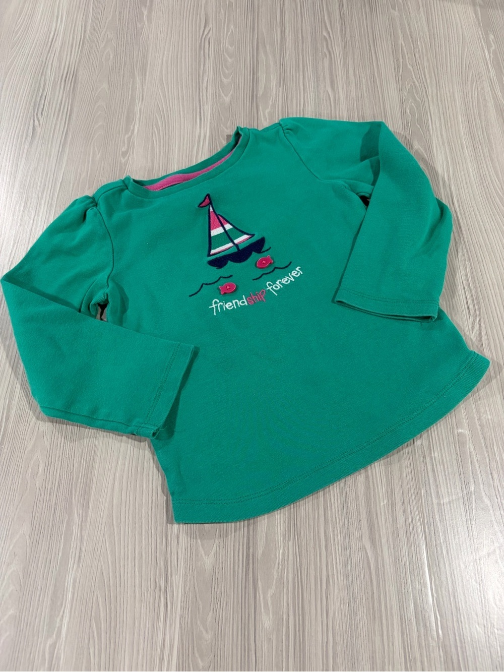 7/$20 Gymboree Kids Green Sailboat Graphic Long-Sleeve Tee Cotton